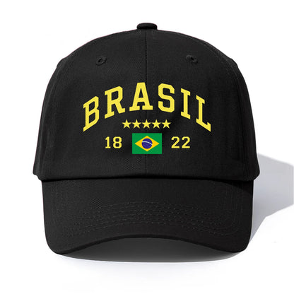 1pc BRASIL Print Baseball Cap for Adults,Minimalist Retro Style Casual Soft Adjustable Dad Hat,Perfect As Gift