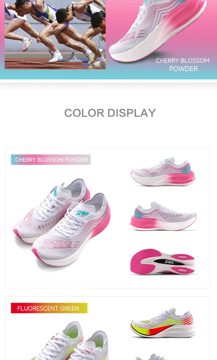 IRUNSVAN Marathon Racing Carbon Plate Men's Running Shoes Ultra Light Shock Absorption Training Women's Sports Shoes