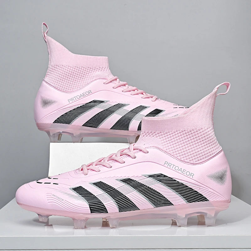 Nouvelles chaussures de football professionnelles pour hommes, crampons de football antidérapants TF/FG, baskets pour garçons, chaussures de sport confortables à la cheville, unisexes