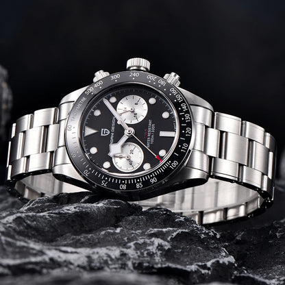 Montre pour homme PAGANI DESIGN « Panda » – Chronographe à quartz de luxe, étanche, verre saphir avec traitement antireflet, montre de sport luminescente