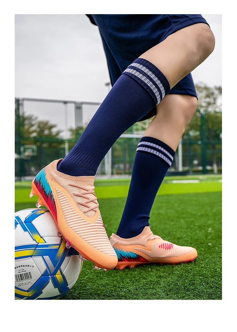 Botas de fútbol para hombre, nuevas, para partido y entrenamiento, calzado de fútbol antideslizante con tacos largos FG, ultraligeras, para exterior, zapatillas, dropshipping