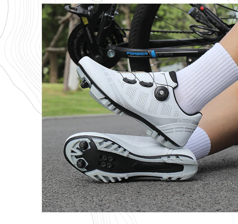 Zapatillas de ciclismo para hombre y mujer, para bicicletas de carretera, competición y carrera, con sistema automático de bloqueo, zapatillas deportivas de ciclismo de velocidad compatibles con calas SPD