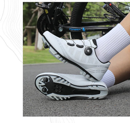 Zapatillas de ciclismo para hombre y mujer, para bicicletas de carretera, competición y carrera, con sistema automático de bloqueo, zapatillas deportivas de ciclismo de velocidad compatibles con calas SPD