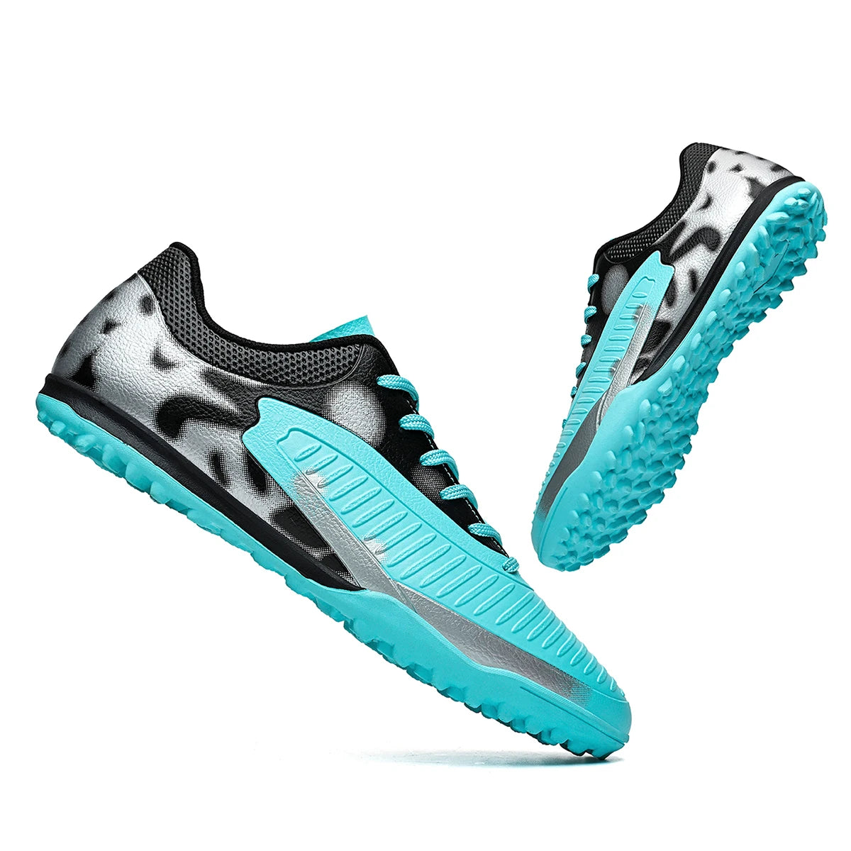 TF Turf Soccer Shoes PU Fabric Breathable Upper Rubber Sole Wear Resistant Anti Slip Men Women Kids Youth Training Sneakers