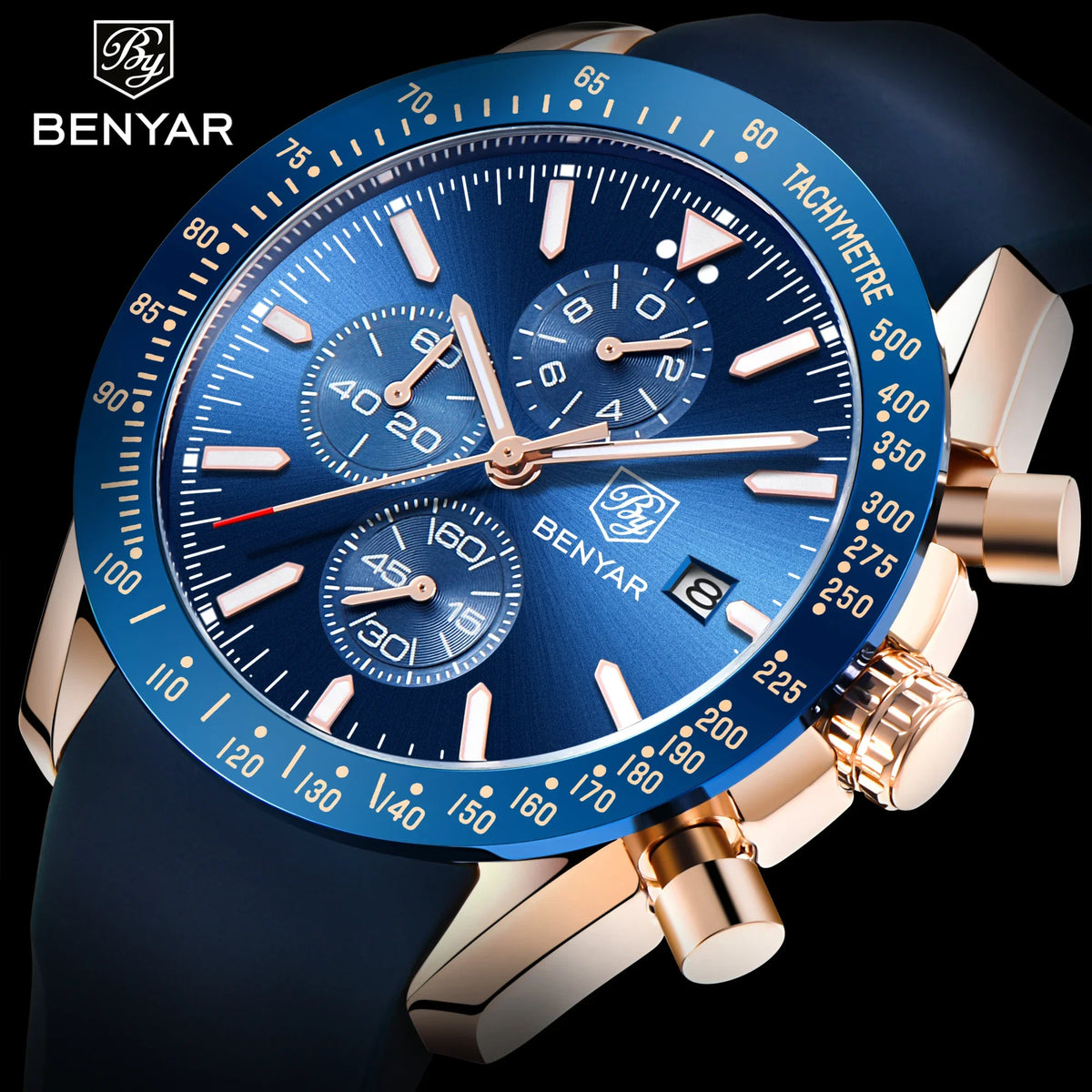 Montre homme BENYAR 5140, montre de sport décontractée, montre à quartz de luxe étanche, chronographe militaire de marque haut de gamme.