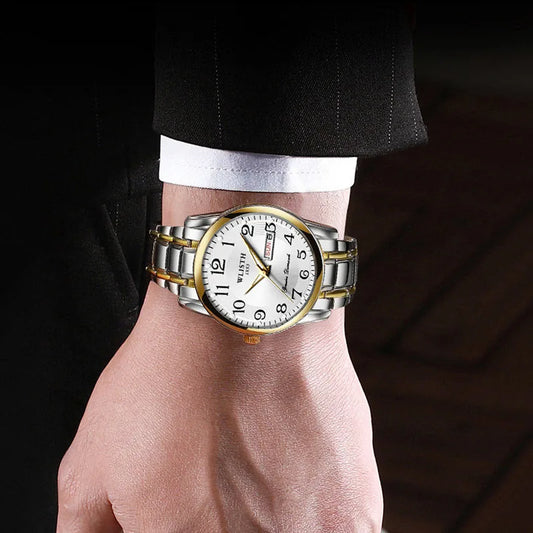 Reloj de lujo para mujer, reloj de cuarzo, reloj de pulsera digital, resistente al agua, con calendario y pantalla luminosa; estilo moderno y profesional, también apto para hombres.