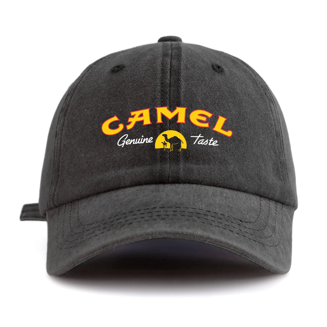 1pc CAMEL Print Washed Baseball Cap for Adults,Minimalist Retro Style Casual Soft Adjustable Dad Hat,Perfect As Gift