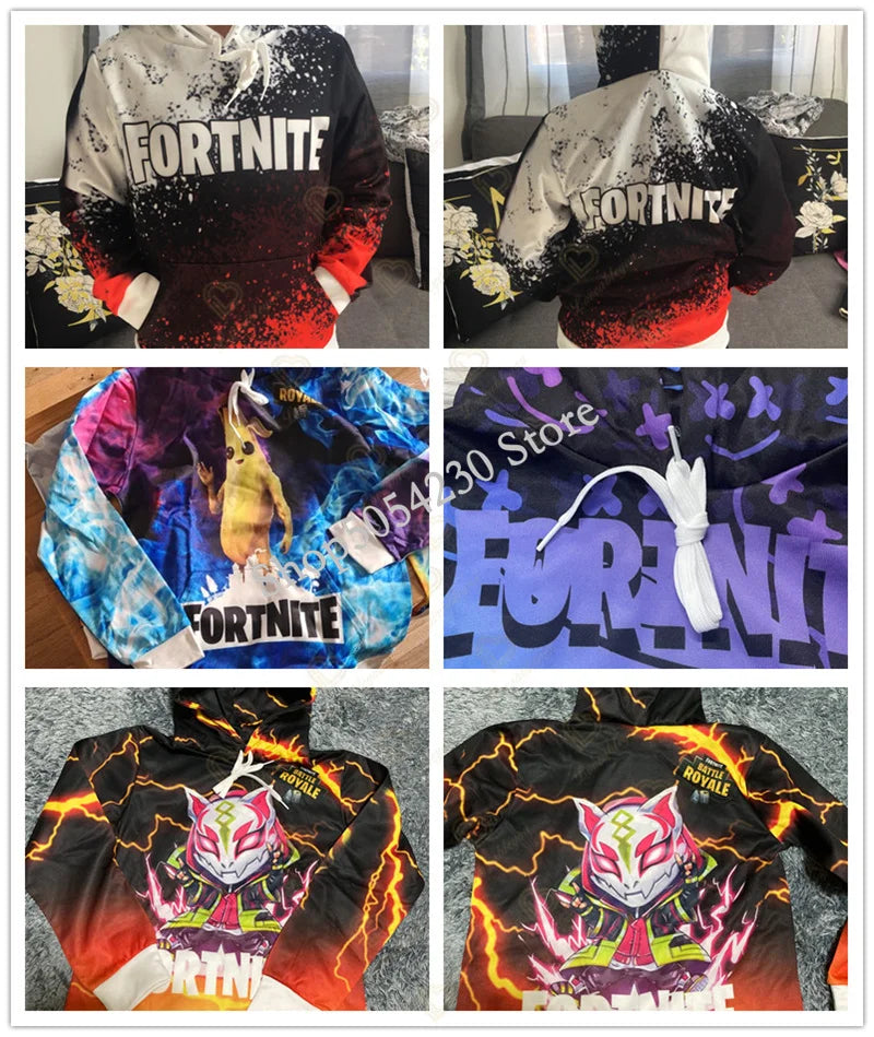 Felpa con cappuccio Fortnite con lama stampato in 3D, stile Battle Royale cartoon, per uomo e donna, felpa da eroe del gioco per adolescenti