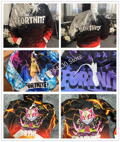 Felpa con cappuccio Fortnite con lama stampato in 3D, stile Battle Royale cartoon, per uomo e donna, felpa da eroe del gioco per adolescenti