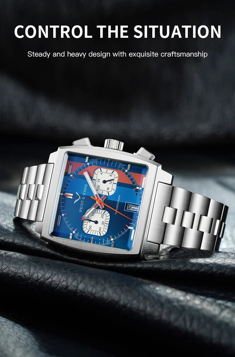 Specht&Sohne 2025 New Men's Watches Quartz Sport Watch Stainless Steel Leather Strap Japan Miyota VK63 Chronograph Reloj Hombre