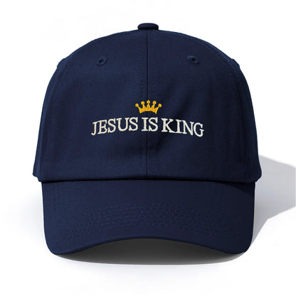 1pc JESUS IS KING Embroidery Baseball Cap for Adults,Minimalist Retro Style Casual Soft Adjustable Dad Hat,Perfect As Gift
