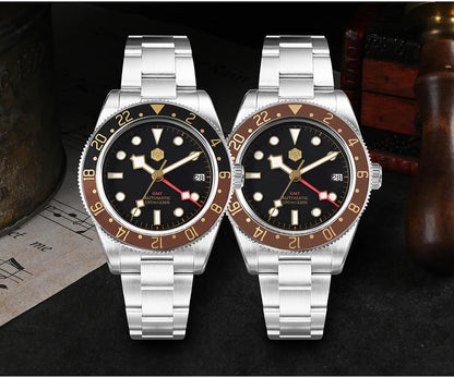 San Martin 39mm NH34 GMT Men Luxury Watch Bidirectional Aluminum Bezel Automatic Mechanical Sapphire 100M Waterproof  SN0109