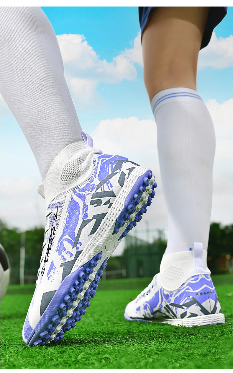 Double Star hoge TF-turfvoetbalschoenen voor heren, jeugd- en studenteditie, volwassenen en kinderen, professionele wedstrijd- en trainingsschoenen voor voetbal S