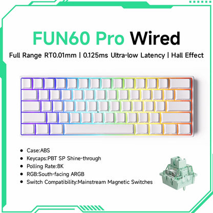 MONSGEEK FUN60 PRO&MAX HE Mechanische Tastatur mit Magnetschaltern, 60% kabellose Gaming-Tastatur, Rapid Trigger, 8K ARGB, Custom-Tastatur