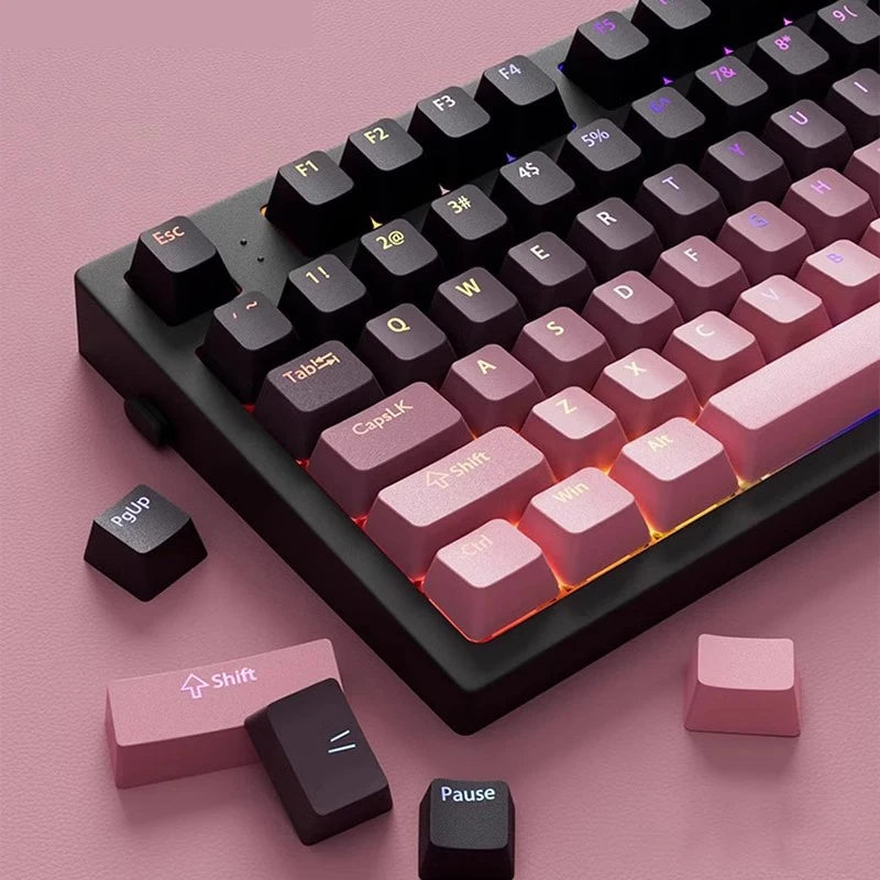 130 Keys Gradient Lucky Red RGB Backlit Shine Through Keycaps OEM Profile Double Shot PBT Keycaps for MX Switches Gamer Keyboard