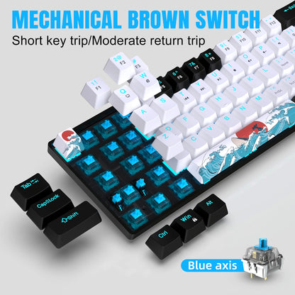 Mechanical Gaming Keyboard 68 Keys, Blue Switches & Multi-colored, Detachable Type-C Mini Gaming Keyboard