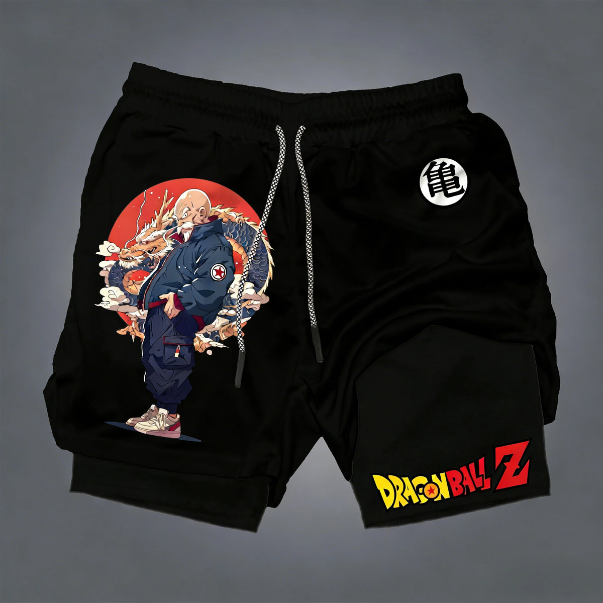 Dragon Ball Men's Double-layer Shorts Son Goku Summer Japanese Anime Fake Two-piece Sports Fitness Quick-drying Shorts
