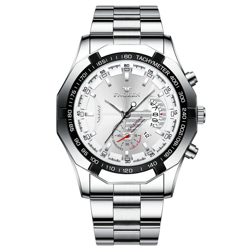 Reloj de pulsera de cuarzo de lujo BINBOND para hombre, luminiscente, resistente al agua, con fecha automática, de acero inoxidable