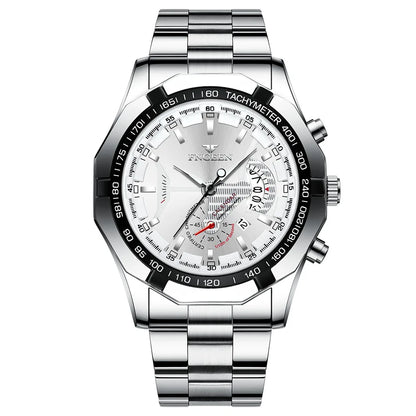 Reloj de pulsera de cuarzo de lujo BINBOND para hombre, luminiscente, resistente al agua, con fecha automática, de acero inoxidable