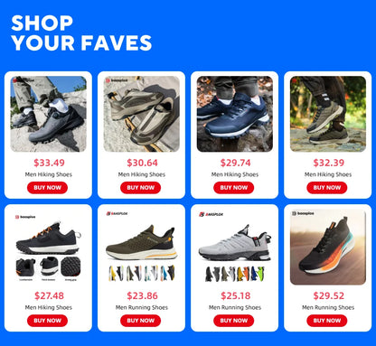 Baasploa Hiking Shoes Men Outdoor Waterproof Camping Resistant Non Slip Sneakers Male Casual Lightweight Lace-Up Walking Shoes