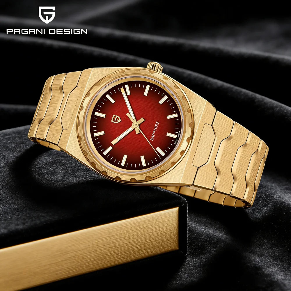 Montre pour homme de luxe PAGANI DESIGN – Édition limitée, verre saphir, cadran rouge, acier inoxydable, étanche – PDYS020