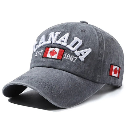1 Unisex Outdoor Embroidered CANADA Baseball Cap - Adjustable, Sun-Protective & Casual, Ideal for Spring & Autumn Travel