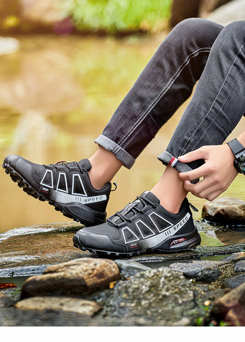 Zapatillas de senderismo para hombre, de exterior, con suela de goma antideslizante, tácticas de entrenamiento, ligeras y cómodas para senderismo, viajes y deporte