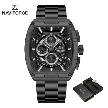 NAVIFORCE Top Brand Men's Watches Luxury Tonneau Quartz Wristwatch Waterproof Chronograph Watch for Men 2025 Auto Date Clock
