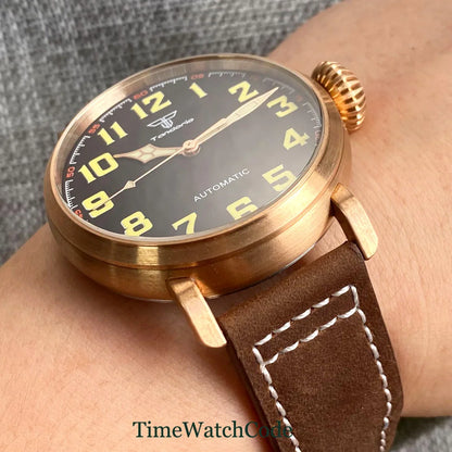 Tandorio 47mm NH35 Diver Men's Automatic Watch CUSN8 Solid Bronze or 316L Steel Case 10ATM Sapphire Crystal Black Dial