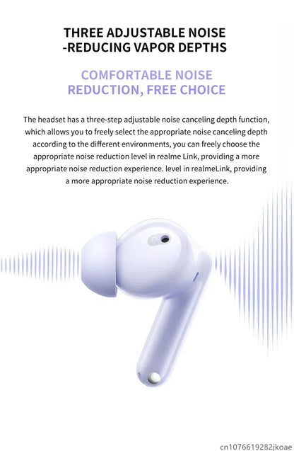 realme Buds T310 Earphones 46dB Active Noise Cancelling HiFi Wireless Headphones Bluetooth 5.4 Game Music Headset Long Standby