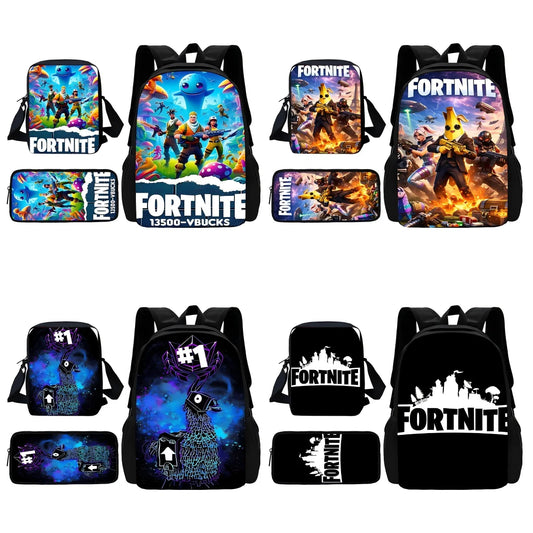 New Game Fortnite Child School Backpack with Shoulder Bag and Pencil Bags, School Bags for Boys and Girls, Best Gift