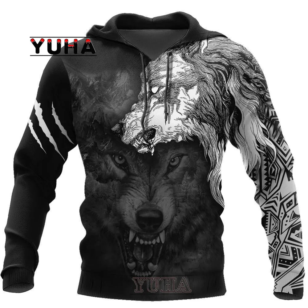 Wolf 3d Printed Hoodies Unisex Cool  Pullover Animal Graphic Sweatshirt Men’s Street Wear