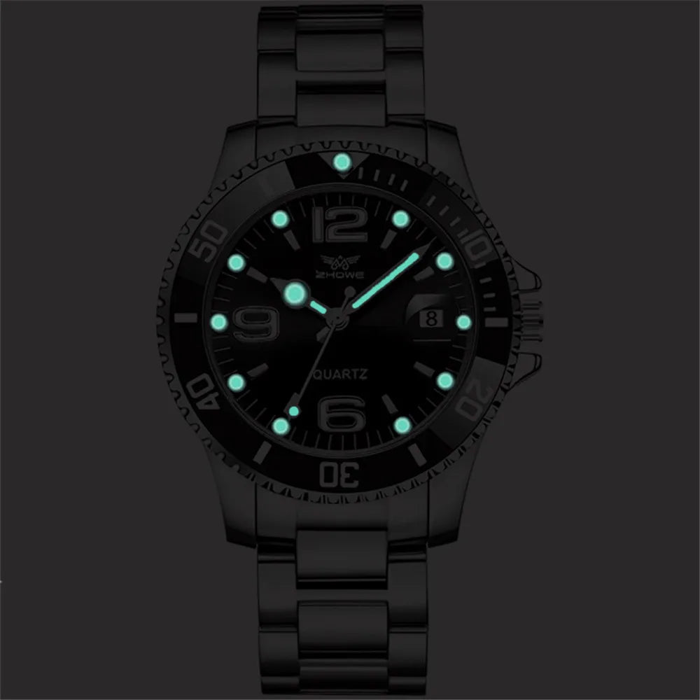 Relojes de lujo para hombre de acero inoxidable – Reloj de cuarzo con indicador de fecha, estilo profesional y deportivo, a la última