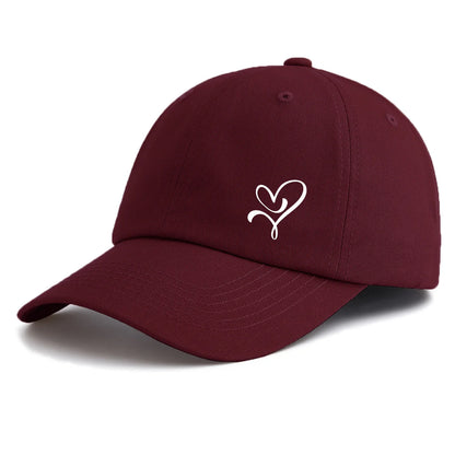 1pc HEART Print Baseball Cap for Adults,Minimalist Retro Style Casual Soft Adjustable Dad Hat,Perfect As Gift