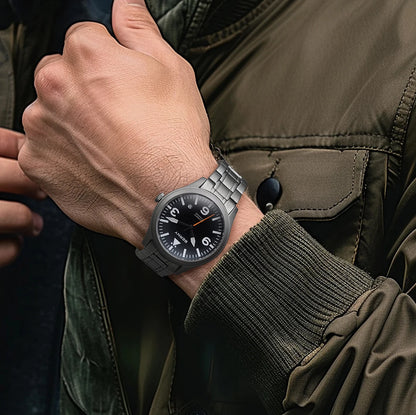 BERNY Aviation Top Titanium Mechanical Men Watch Sapphire AR Coating Supper Luminous 10Bar Sport Watch Titanium Aviation Watches