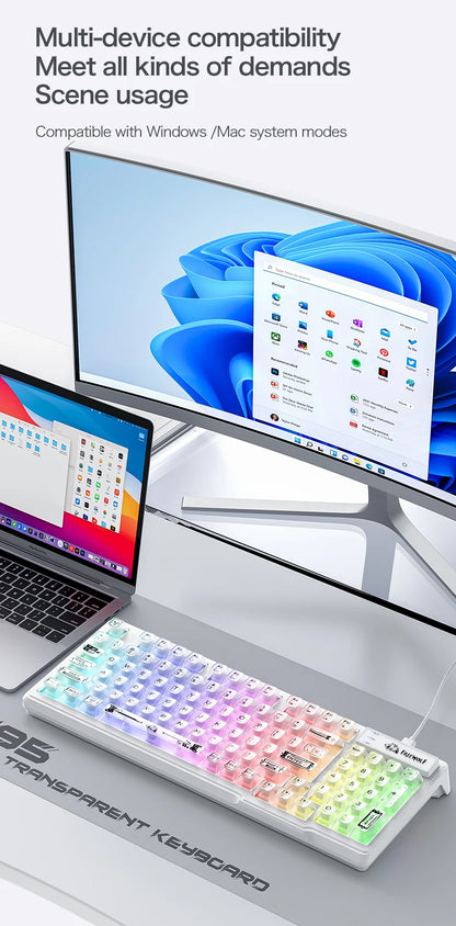 FREEWOLF M95 Wired Keyboard Features an RGB Transparent Design,Catering to Various Scenarios such as Gaming and Office Work