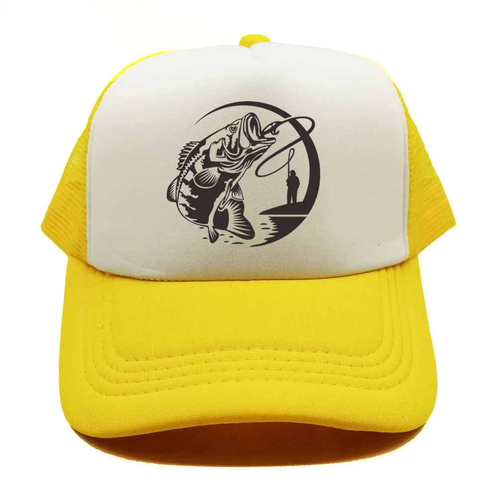 Fishing Skeleton Trucker Cap Summer Men Cool Fisherman Fishing Hat Baseball Cap Unisex Outdoor Mesh Net Caps MZ-238