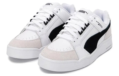 Baskets Puma Slipstream Lo Suede FS, modèle blanc et noir, 385694-02.