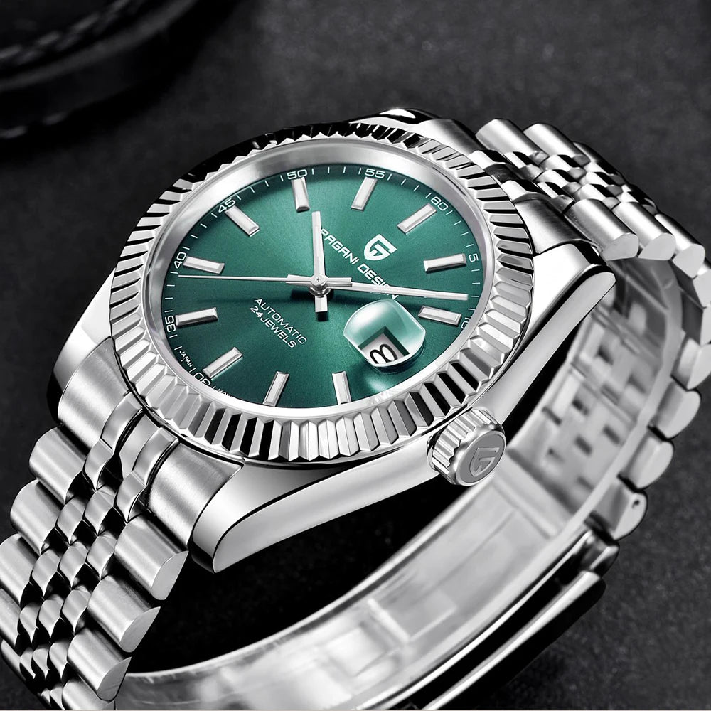 Montre-bracelet mécanique pour homme PAGANI DESIGN PD1645 – Mouvement 8215, verre saphir, modèle de luxe en acier, étanche jusqu'à 100 m