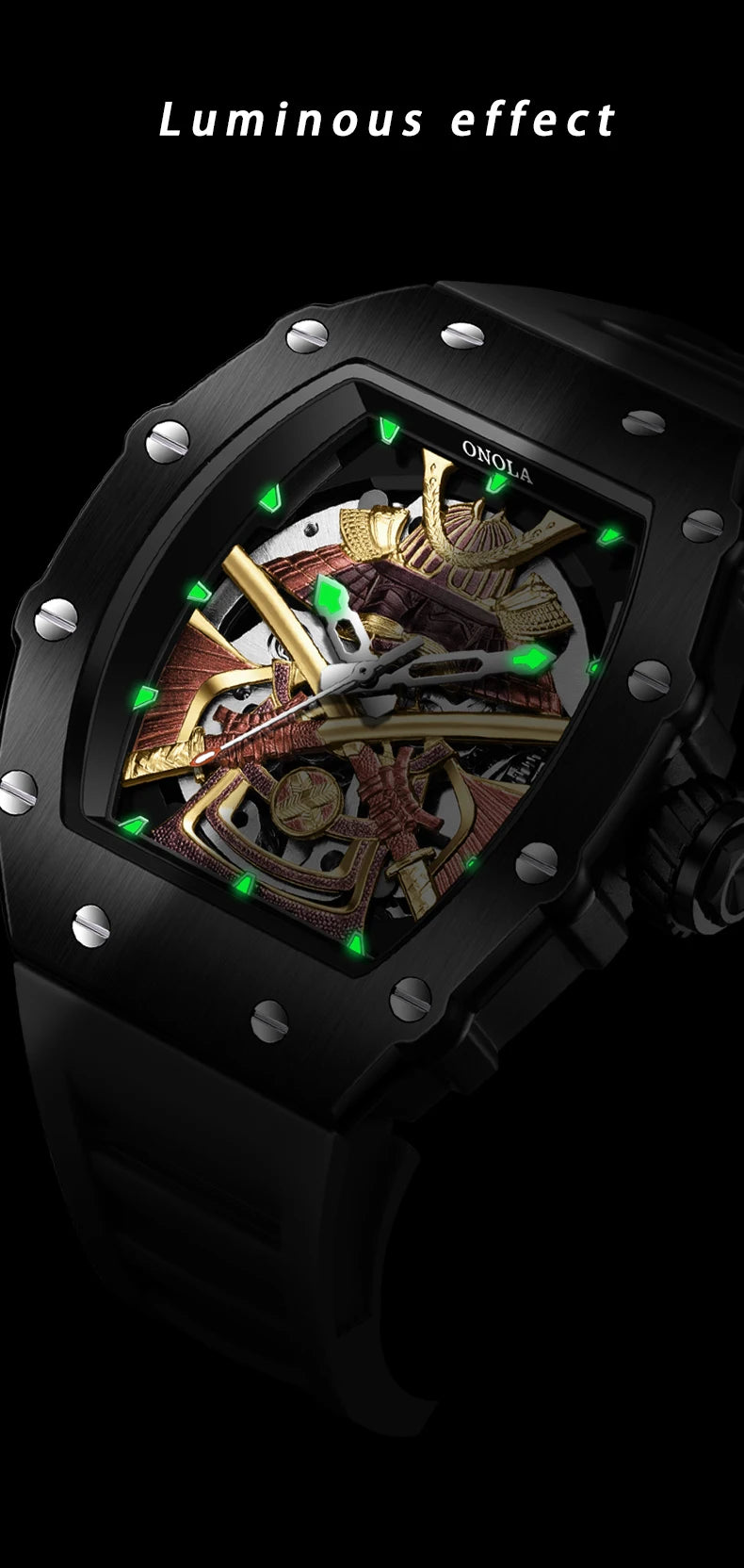 ONOLA Men Automatic Watch Luxury Brand Fashion Luminous Waterproof Mechanical Watches Men Military Sports Watches Gifts for Men