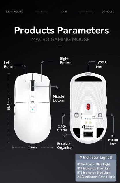 X6 Attack Shark Mouse RGB Touch Magnetic Charging Base Tri-Mode Connection Macro Pro Gaming Mouse