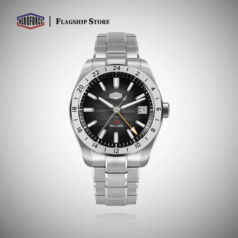 HEROFORCE Men's Well-known Brand Watch; Men's Fashion Waterproof Luminous Stainless Steel Band Casual Calendar Quartz Men Watch