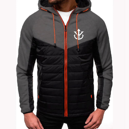 2026 Men's Saiyan Vegeta Avant-garde Style Patchwork Jacket Spring and Autumn Dragon Ball Logo Print Trendy Coat Hoodies