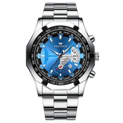 Reloj de pulsera para hombre, de estilo militar, informal o deportivo, de cuarzo, de una marca prestigiosa, totalmente de acero, resistente al agua