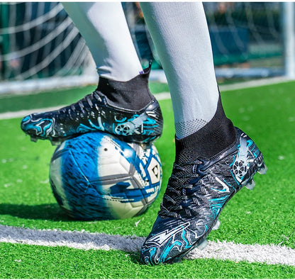 Chaussures de football pour hommes et femmes, crampons antidérapants pour terrain synthétique, baskets de futsal, chaussures de football à crampons pour terrain gazonné, support de cheville, pour l'extérieur