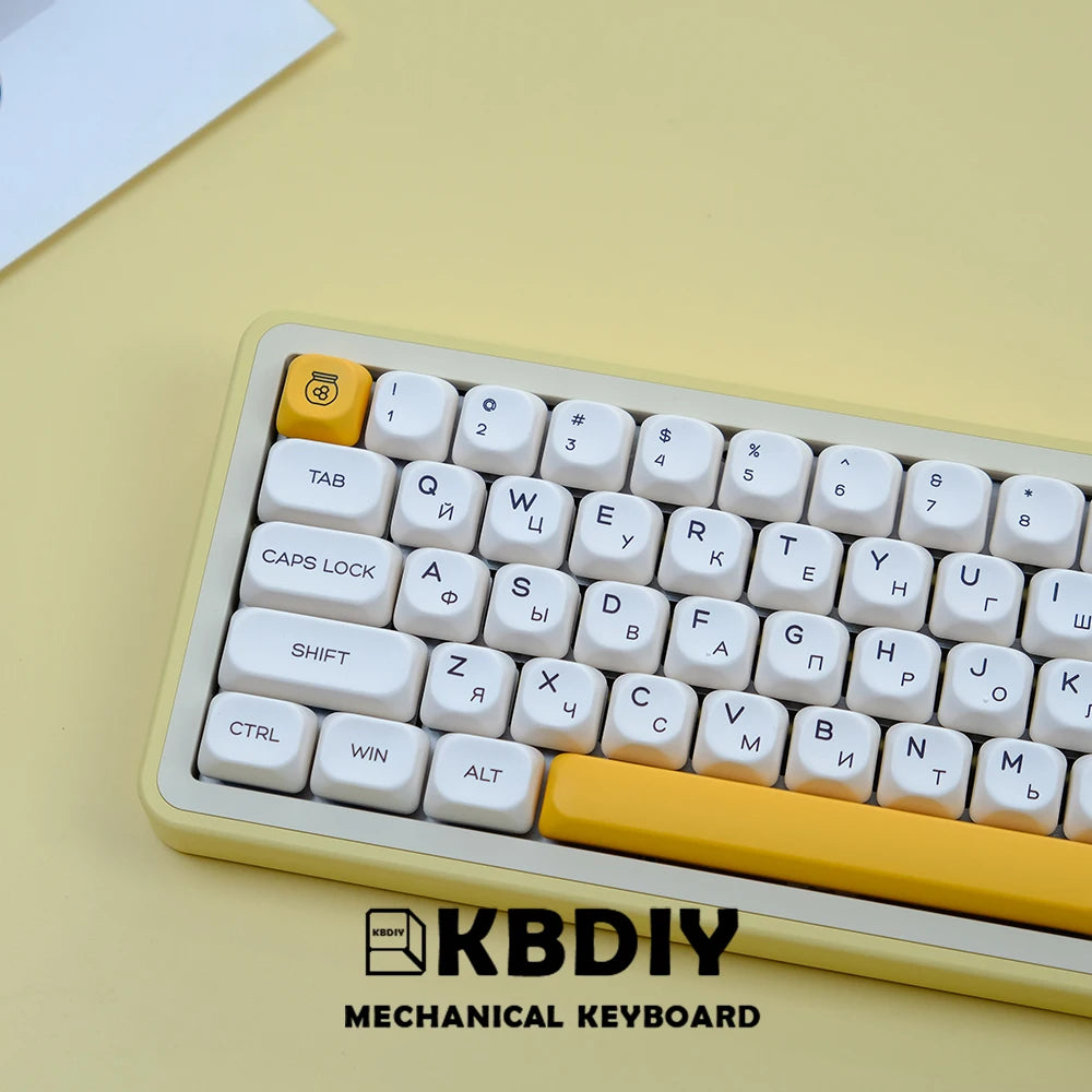 KBDiy KOA  Profile PBT Honey Milk Keycaps Russian Korean Japanese 137 Keys Caps for Mechanical Keyboard Keycap MAC for MX Switch