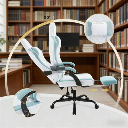 Gaming chairs, office chairs, desk chairs, and swivel chairs. Made with breathable fabric, equipped with 360° swivel casters and seats for easy movement, and featuring soft and comfortable cushions.