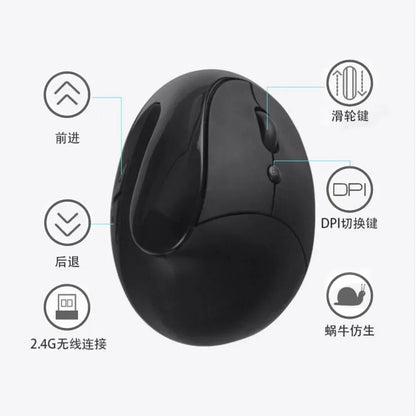 YANFU BNKJ5 Mute Grip Left Hand Wireless 2.4G Mouse Ergonomic Applicable  Snail Bionic Relief Joints Office Dry Battery Version