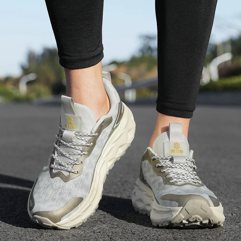 Unisex Running Shoes Mesh Breathable Anti-Slip Lightweight Casual Sports Sneakers Grip Comfortable Outdoor Trainer Footwear
