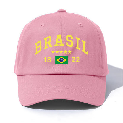 1pc BRASIL Print Baseball Cap for Adults,Minimalist Retro Style Casual Soft Adjustable Dad Hat,Perfect As Gift